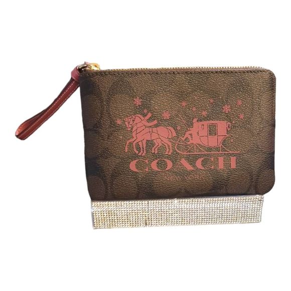 Coach Horse and Carriage Tan and Pink Wristlet NWT and Dust Bag - Picture 1 of 6